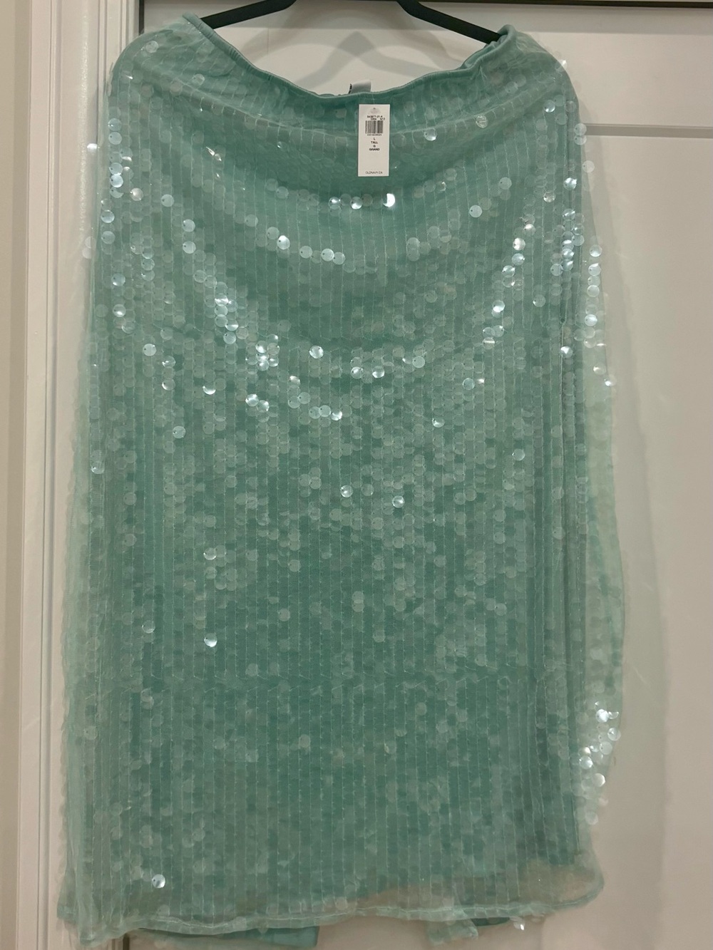 Old Navy Sequin Overlay Mint Green Women’s Skirt Tall Large NWT